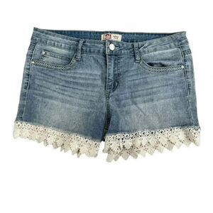 l.e.i. Ashley Lowrise Shorts Light Blue Juniors Denim Short Jeans Embroidered La
